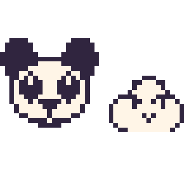 Modèle de pixel art Panda et Nuage kawaii 16 × 16 sur une grille de 40 par 40 cases