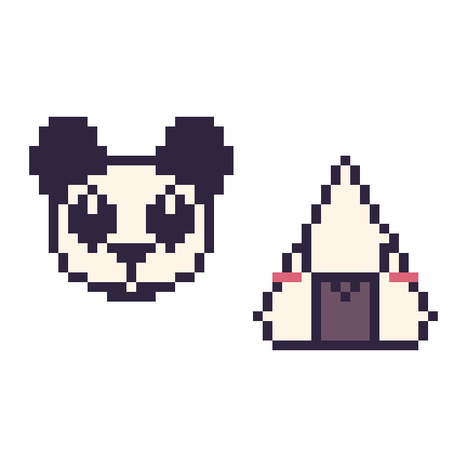 Modèle de pixel art Panda et Onigiri kawaii sur une grille de 48 par 48 cases