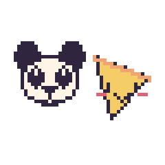Pixel art Panda et Pizza kawaii, grille 48 × 48