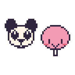 Pixel art Panda et Sucette kawaii, grille 48 × 48