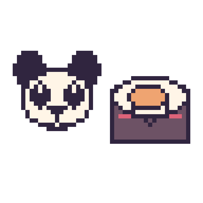 Modèle de pixel art Panda et Sushi kawaii sur une grille de 48 par 48 cases