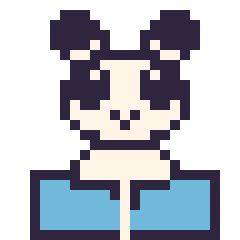 Pixel art Panda avec un livre, grille 24 × 24