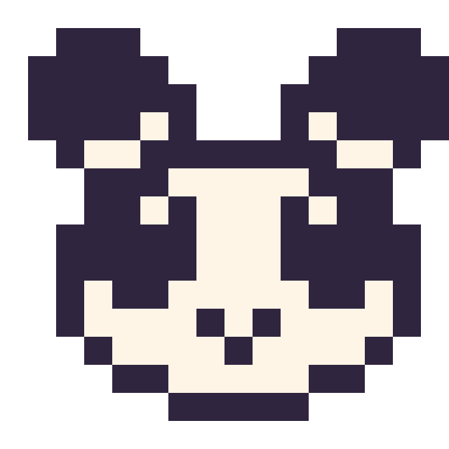 Modèle de pixel art Panda : portrait facile sur une grille de 16 par 16 cases