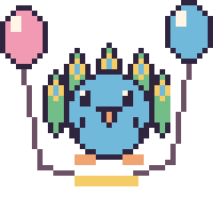 Pixel art Paon avec des ballons, grille 40 × 40