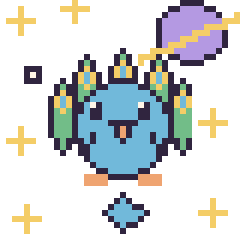 Pixel art Paon dans l’espace, grille 40 × 40