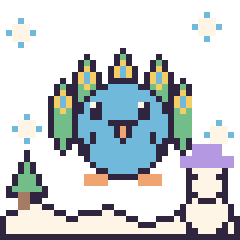 Pixel art Paon en hiver, grille 40 × 40