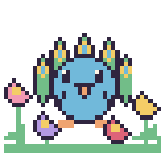 Pixel art Paon dans le jardin, grille 40 × 40
