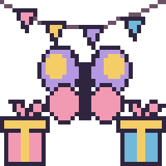 Pixel art Papillon pour un anniversaire, grille 40 × 40