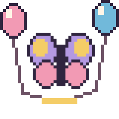 Pixel art Papillon avec des ballons, grille 40 × 40