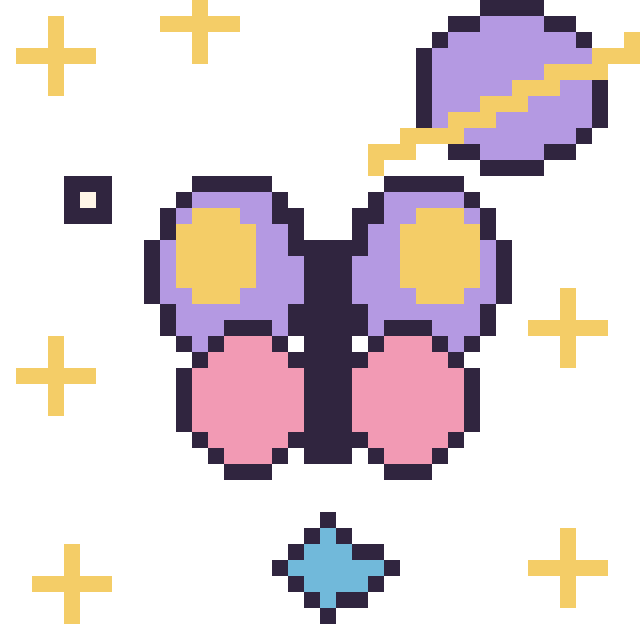 Modèle de pixel art Papillon dans l’espace sur une grille de 40 par 40 cases