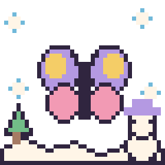 Pixel art Papillon en hiver, grille 40 × 40