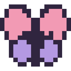 Pixel art Papillon kawaii 16 × 16, grille 16 × 16