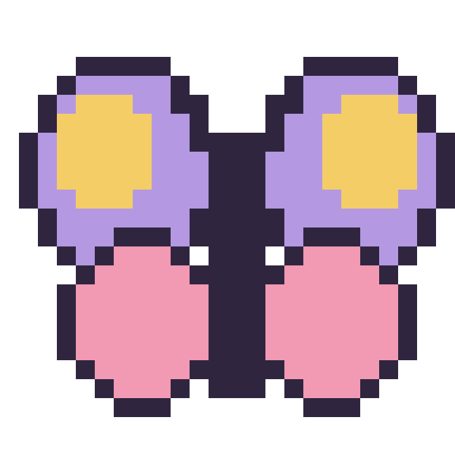 Modèle de pixel art Papillon sur une grille de 24 par 24 cases