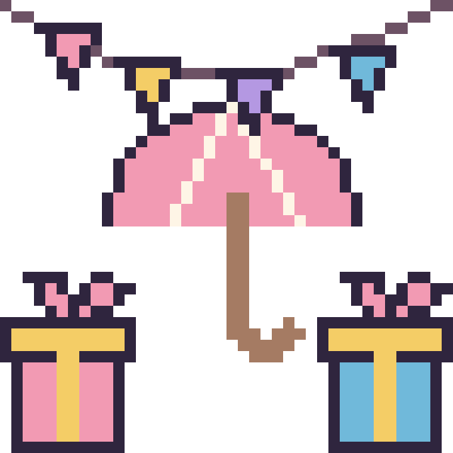 Modèle de pixel art Parapluie pour un anniversaire sur une grille de 40 par 40 cases