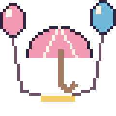 Pixel art Parapluie avec des ballons, grille 40 × 40