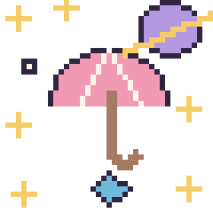 Pixel art Parapluie dans l’espace, grille 40 × 40