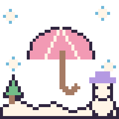 Pixel art Parapluie en hiver, grille 40 × 40