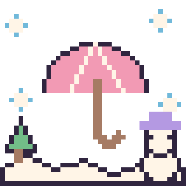 Modèle de pixel art Parapluie en hiver sur une grille de 40 par 40 cases