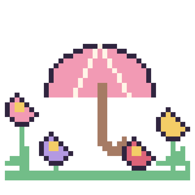 Modèle de pixel art Parapluie dans le jardin sur une grille de 40 par 40 cases