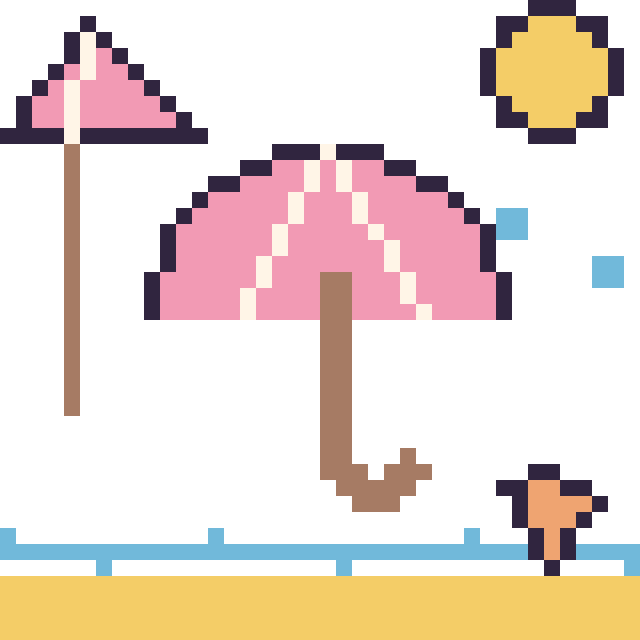 Modèle de pixel art Parapluie à la plage sur une grille de 40 par 40 cases