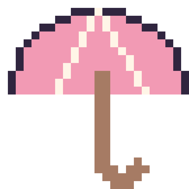 Modèle de pixel art Parapluie sur une grille de 24 par 24 cases
