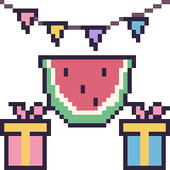 Pixel art Pastèque pour un anniversaire, grille 40 × 40