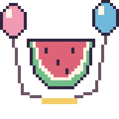 Pixel art Pastèque avec des ballons, grille 40 × 40