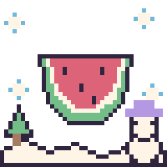Pixel art Pastèque en hiver, grille 40 × 40