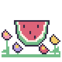 Pixel art Pastèque dans le jardin, grille 40 × 40