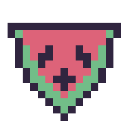 Pixel art Pastèque kawaii 16 × 16, grille 16 × 16