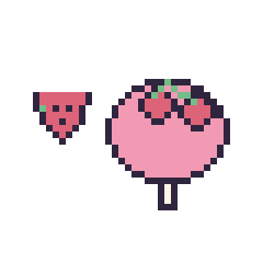 Pixel art Pastèque simple 10 × 10 et Sucette avec des cerises, grille 40 × 40