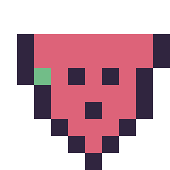 Pixel art Pastèque simple 10 × 10, grille 10 × 10