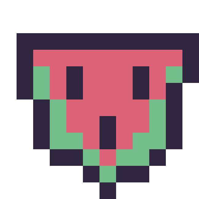Modèle de pixel art Pastèque simple 12 × 12 sur une grille de 12 par 12 cases