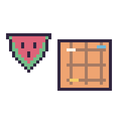 Pixel art Pastèque simple 16 × 16 et Gaufre décoré, grille 40 × 40