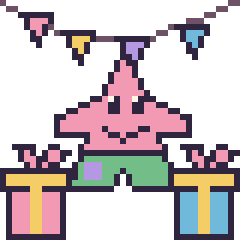 Pixel art Patrick Étoile pour un anniversaire, grille 40 × 40