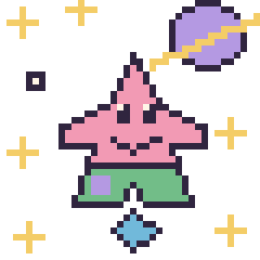 Pixel art Patrick Étoile dans l’espace, grille 40 × 40