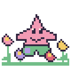 Pixel art Patrick Étoile dans le jardin, grille 40 × 40