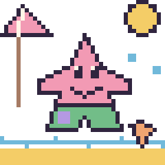 Pixel art Patrick Étoile à la plage, grille 40 × 40