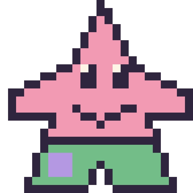 Modèle de pixel art Patrick Étoile sur une grille de 24 par 24 cases