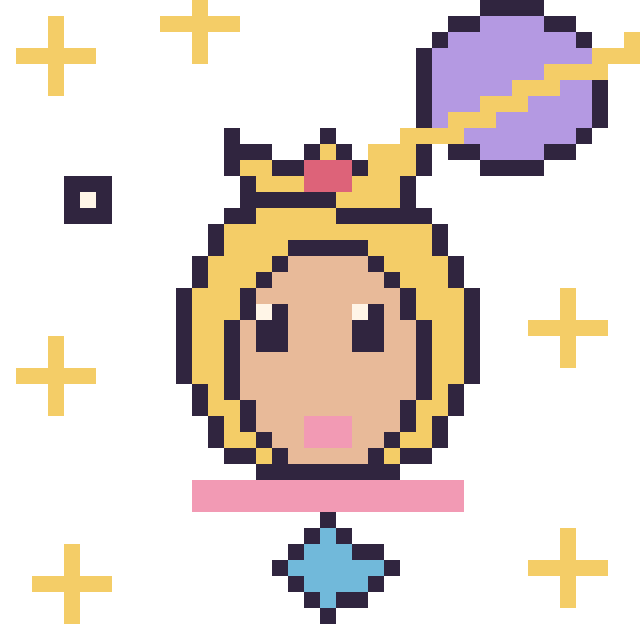 Modèle de pixel art Princesse Peach dans l’espace sur une grille de 40 par 40 cases
