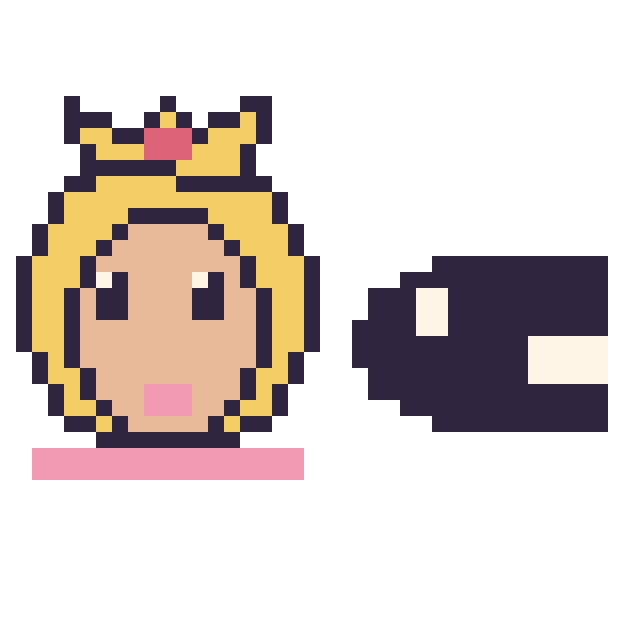 Modèle de pixel art Princesse Peach et Bill Balle mini sur une grille de 40 par 40 cases