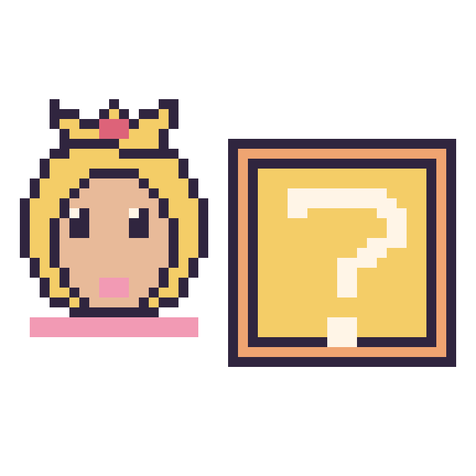Modèle de pixel art Princesse Peach et Bloc mystère Mario sur une grille de 48 par 48 cases
