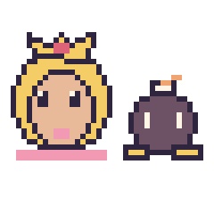 Pixel art Princesse Peach et Bob-omb mini, grille 40 × 40