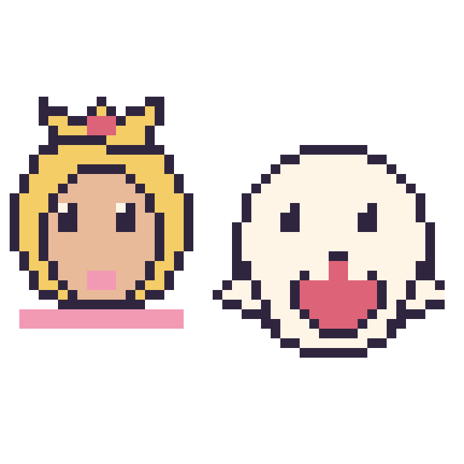 Modèle de pixel art Princesse Peach et Boo sur une grille de 48 par 48 cases