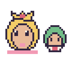 Pixel art Princesse Peach et Bowser Junior mini, grille 40 × 40