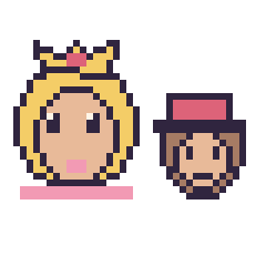 Pixel art Princesse Peach et Diddy Kong mini, grille 40 × 40