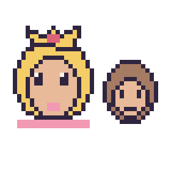 Pixel art Princesse Peach et Donkey Kong mini, grille 40 × 40