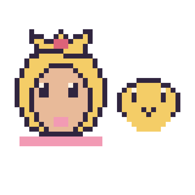 Modèle de pixel art Princesse Peach et Koopa mini sur une grille de 40 par 40 cases
