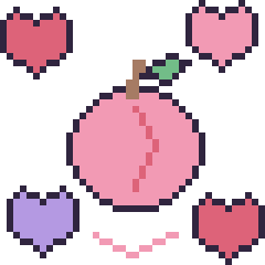 Pixel art Pêche avec des cœurs, grille 40 × 40
