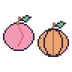 Pixel art Pêche et Citrouille, grille 48 × 48